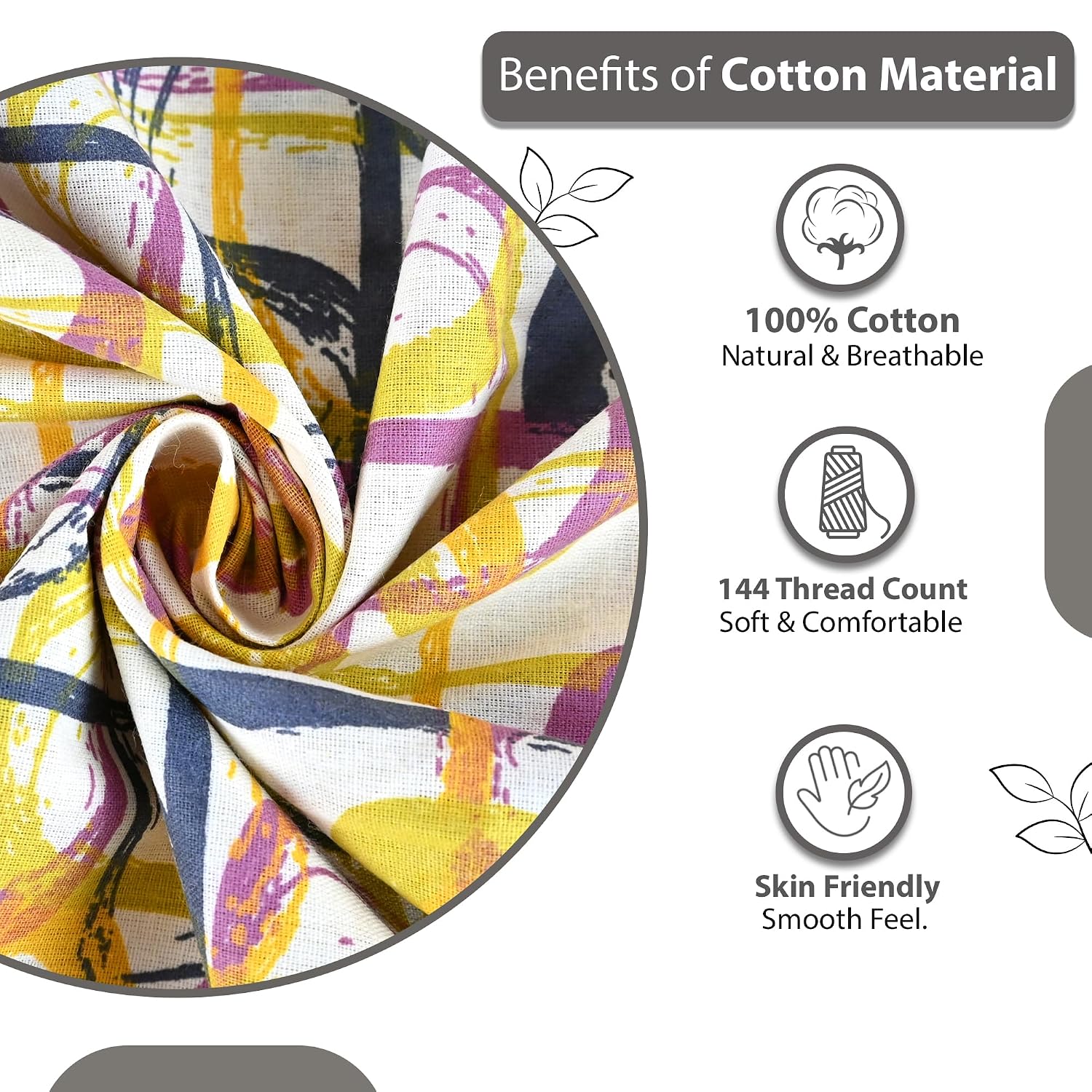 100% Cotton Single Bedsheet With 1 Matching Pillow Covers - 57 X 87 Inches, Multicolor | All Weather Comfort & Bedroom - Softness & Natural Breathability