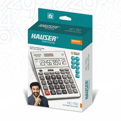 Hauser HC-750 Desktop Basic Calculator | Solar And Battery Dual Power | Acrylic Protection For Solar And LCD | Ideal For School, College, Home, Office And Shop Use |