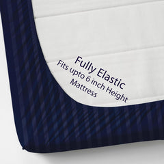 Cotton Elastic Fitted King Size Double Bed Bedsheet With 2 Pillow Covers - 72x78x6 Inches, Navy Blue | Durable Bedsheets For Everyday Comfort
