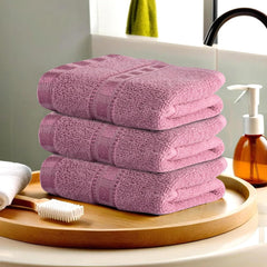 Kuber Industries Cotton Hand & Face Towels 200 Gsm | Easily Washable Workout Gym Napkins For Men | Pocket Towel - Pink (Pack Of 3)