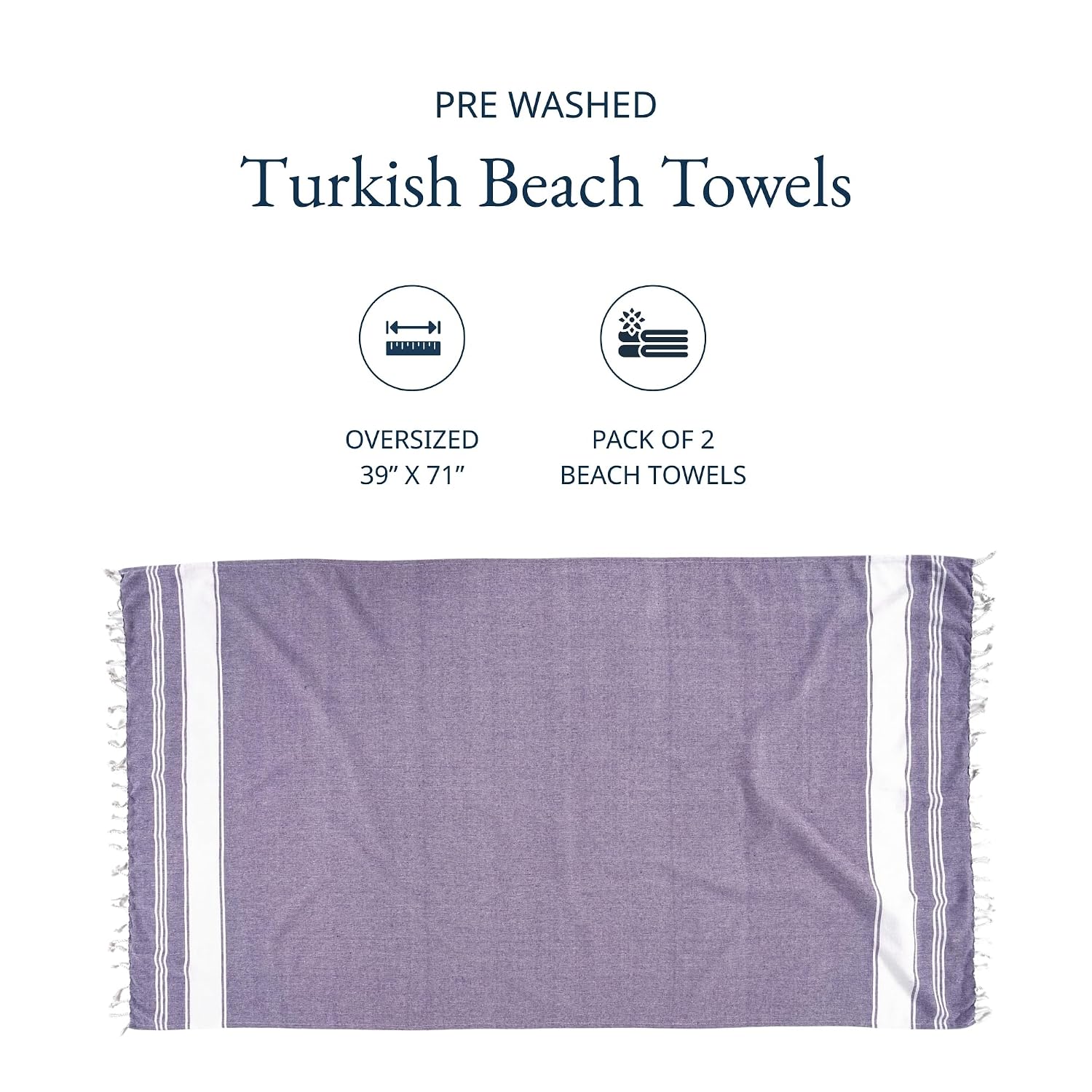 Lane Linen Turkish Beach Towels 699 Gsm | Extra Large Beach Towel, Pre-Washed For Soft Feel, Oversized Sand Free Quick-Dry Pool Towe- Day Break (2 Pack)