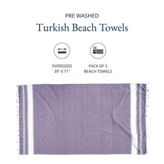 Lane Linen Turkish Beach Towels 699 Gsm | Extra Large Beach Towel, Pre-Washed For Soft Feel, Oversized Sand Free Quick-Dry Pool Towe- Day Break (2 Pack)