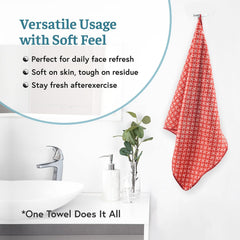 Heart Home Microfiber Soft Face Towels 700 Gsm | Quick Dry & Absorbent Hanging Hand Towels Circle - Red (Pack Of 3)