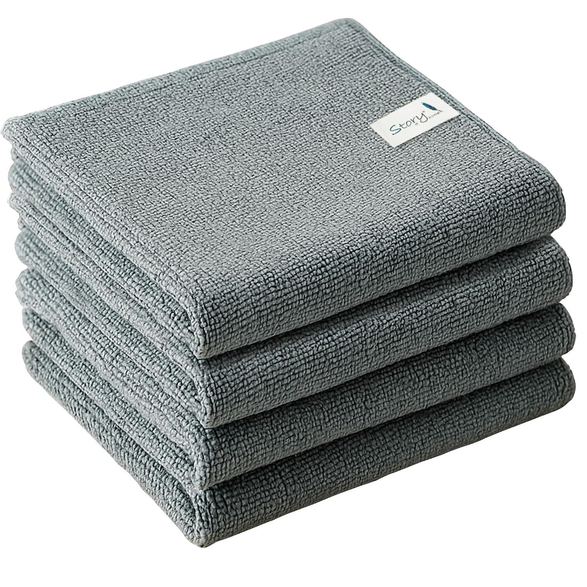 Story@Home Microfiber Cleaning Cloths 800 Gsm | Highly Absorbent, Lint & Streak Free, Multi -Purpose Wash Cloth (Grey)- Set Of 8