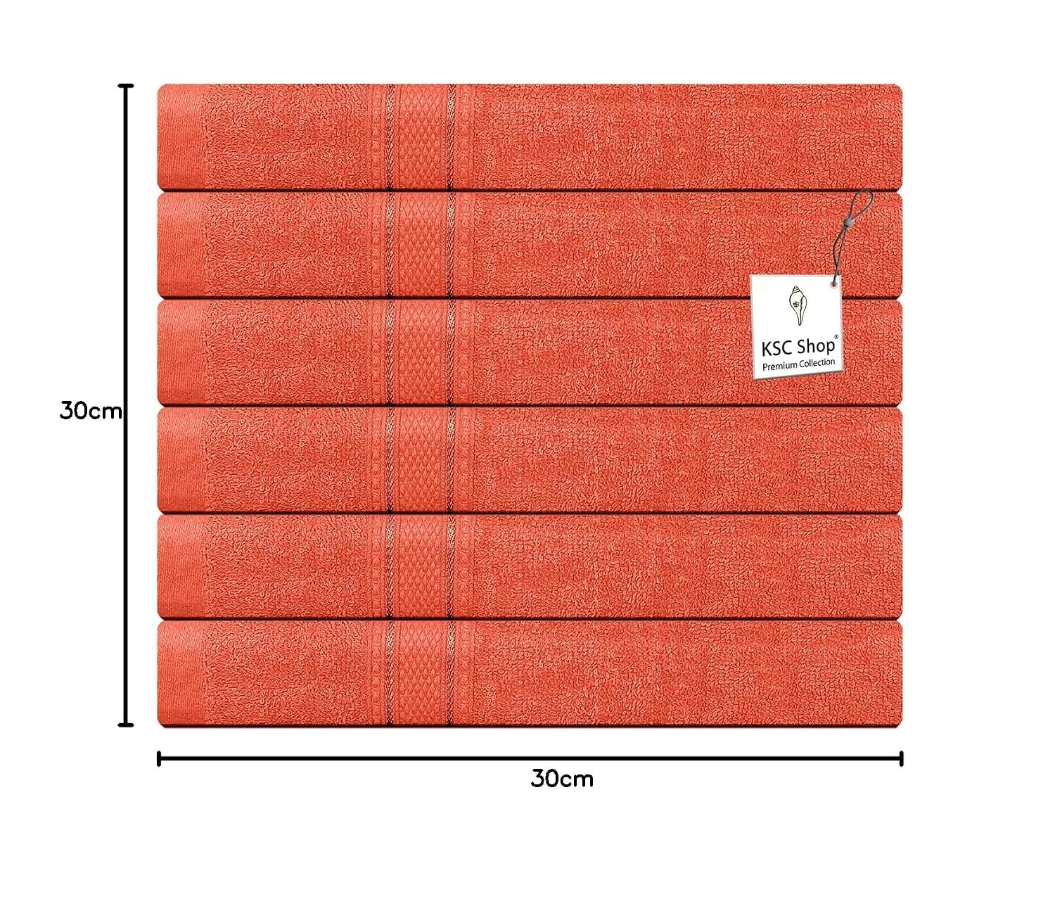 Ksc Shop Premium Luxury Cotton Face Towel 900 Gsm | Ultra Soft Highly Absorbent Face Towel (Rusty Orange) - Pack Of 6