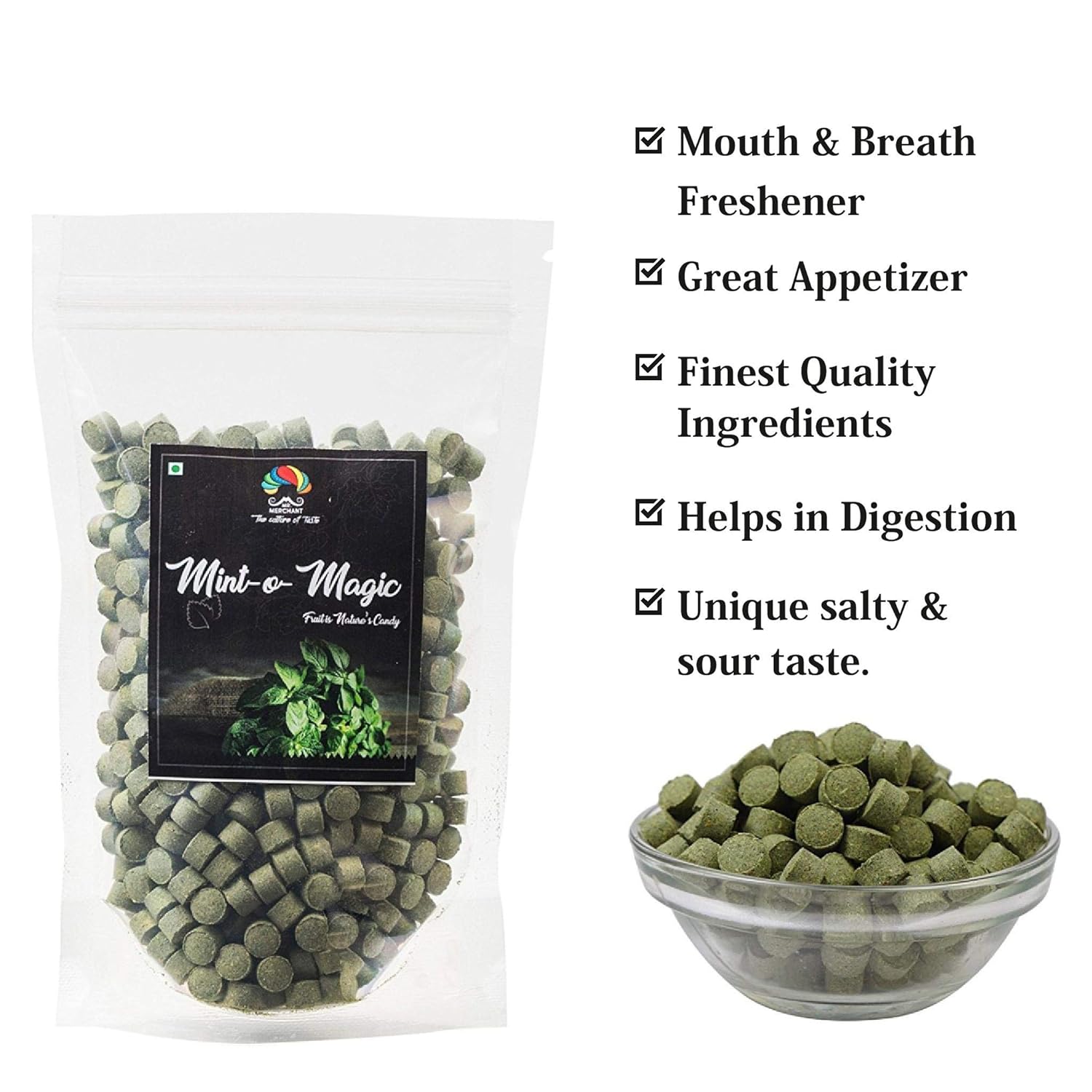 Mr. Merchant Mint-O-Magic (Pachak Pudina Vati Churan Goli) 400gm, | Pouch Pack