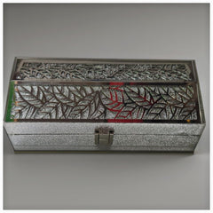 Designer Premium Mdf Wedding Box/Cash Box, Shagun Box, Decorative Box, Money Box, Gaddi Box 20 X 9 X 4cm, Colour - Golden, Style - Silver Laser Cut