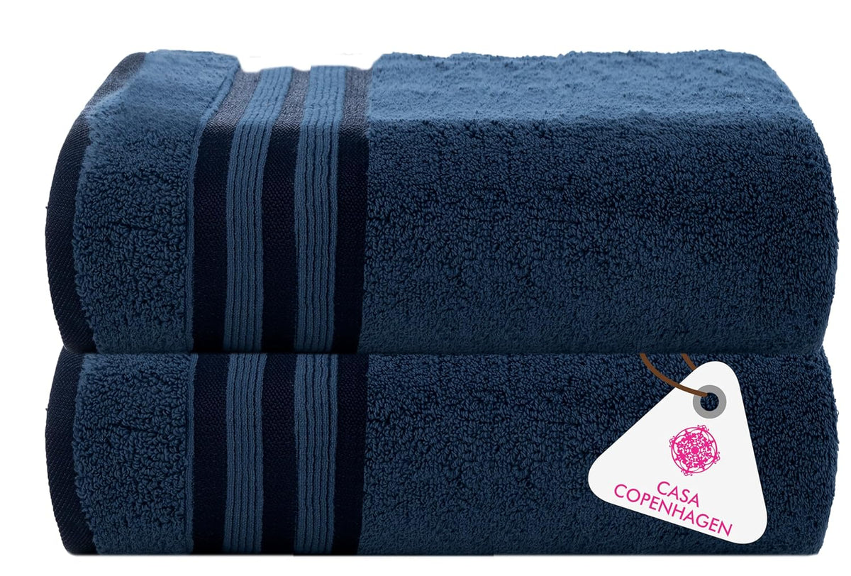 Casa Copenhagen Egyptian Cotton Exotic Hand Towel 400 Gsm (Zt Navy)- 2 Pcs