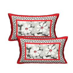Pure 100% Cotton Double Bed Sheet With 2 Pillow Covers - 90 X 100 Inches, Maroon & White | Beautifully Handcrafted Traditional Bedsheets - Skin Friendly Fabric