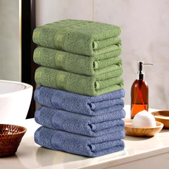 Kuber Industries Cotton Hand/Face Towels 1200 Gsm | Easily Washable Workout Gym Napkins For Men (Dark Blue & Green) - Pack Of 6
