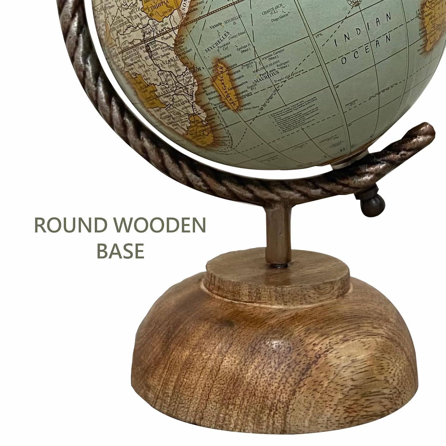 Small World Map Rotating Globe 5 Inch With Wooden Elegant Base For Home Decor, Office Table, Kids & Students Learning & Gifting, Pack Of 1