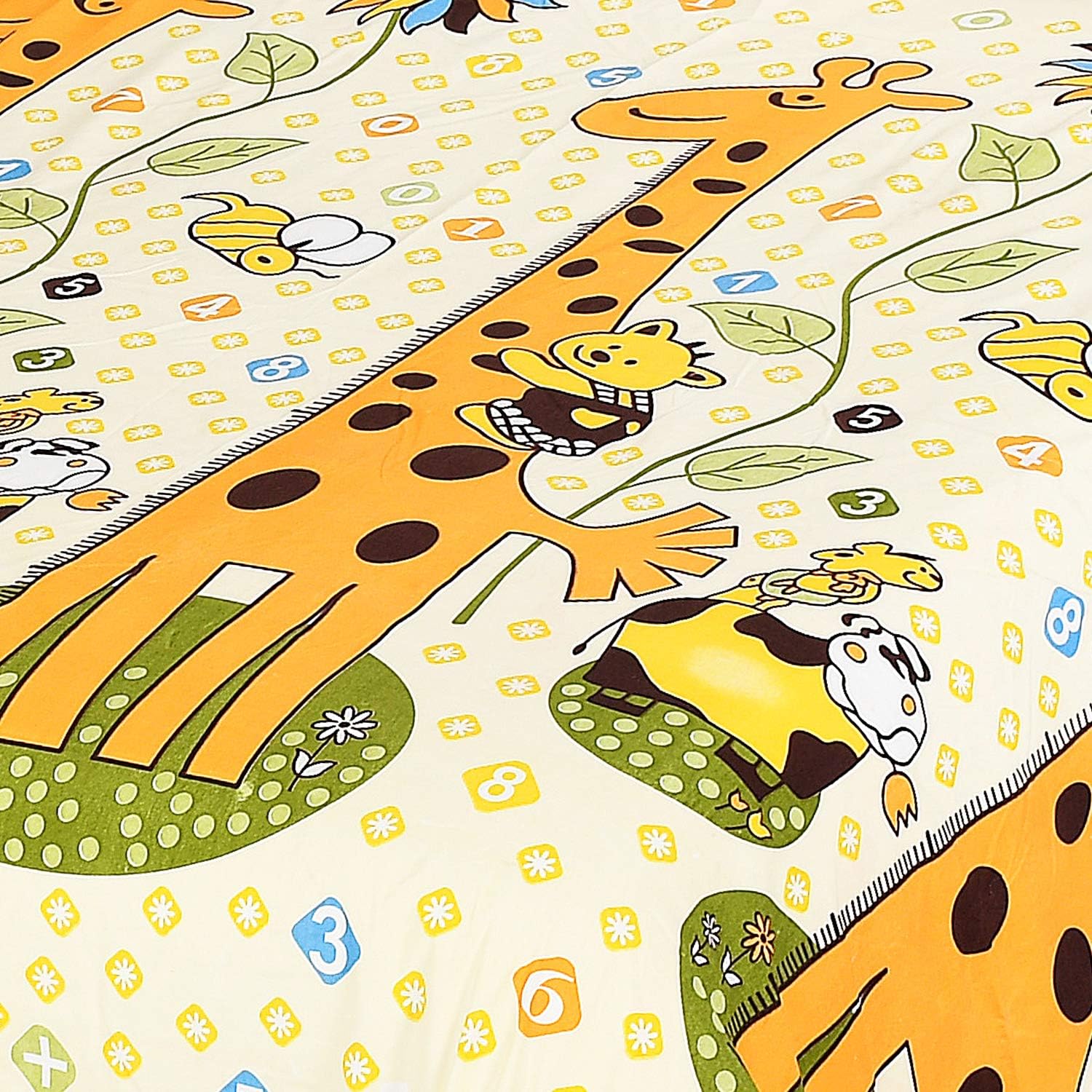 Cartoon Printed Single Bedsheet For Kids With One Pillow Cover - 60 X 90 Inches, Yellow | 300 Thread Count - Wrinkle Free Soft Perfect For Everyday Use