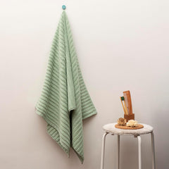 Vilasiya 100% Cotton Elace Ribbed Style Bath Towel 600 Gsm | Zero Twist Yarn Luxurious Soft, Extra Absorbent & Plushy (Light Green)