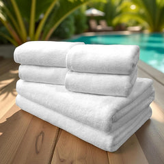 Labham 100% Cotton 2 Bath & 4 Hand Towel 1800 Gsm | Ultra-Soft Super Absorbent & Quick Dry Bath, Hand Towel (White) - Pack Of 6
