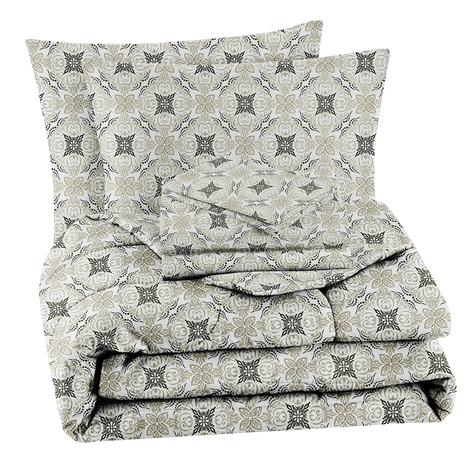 Bedding Set 1 Double Bedsheet, 2 Pillow Covers With 1 Comforter | 90 X 100 Inches, Grey & White | Perfect For Queen Bed Durable & Wrinkle Free - All Season Bedding