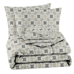 Bedding Set 1 Double Bedsheet, 2 Pillow Covers With 1 Comforter | 90 X 100 Inches, Grey & White | Perfect For Queen Bed Durable & Wrinkle Free - All Season Bedding