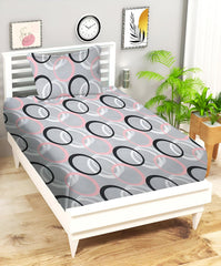 Printed Single Bedsheet Size With 1 Pillow Cover - 60 X 90 Inches, Grey & Black | Cotton Wrinkle Free Soft, Breathable | Durable & Long-Lasting