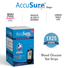 AccuSure Simple Blood Glucose Test Strip - 25 Strips