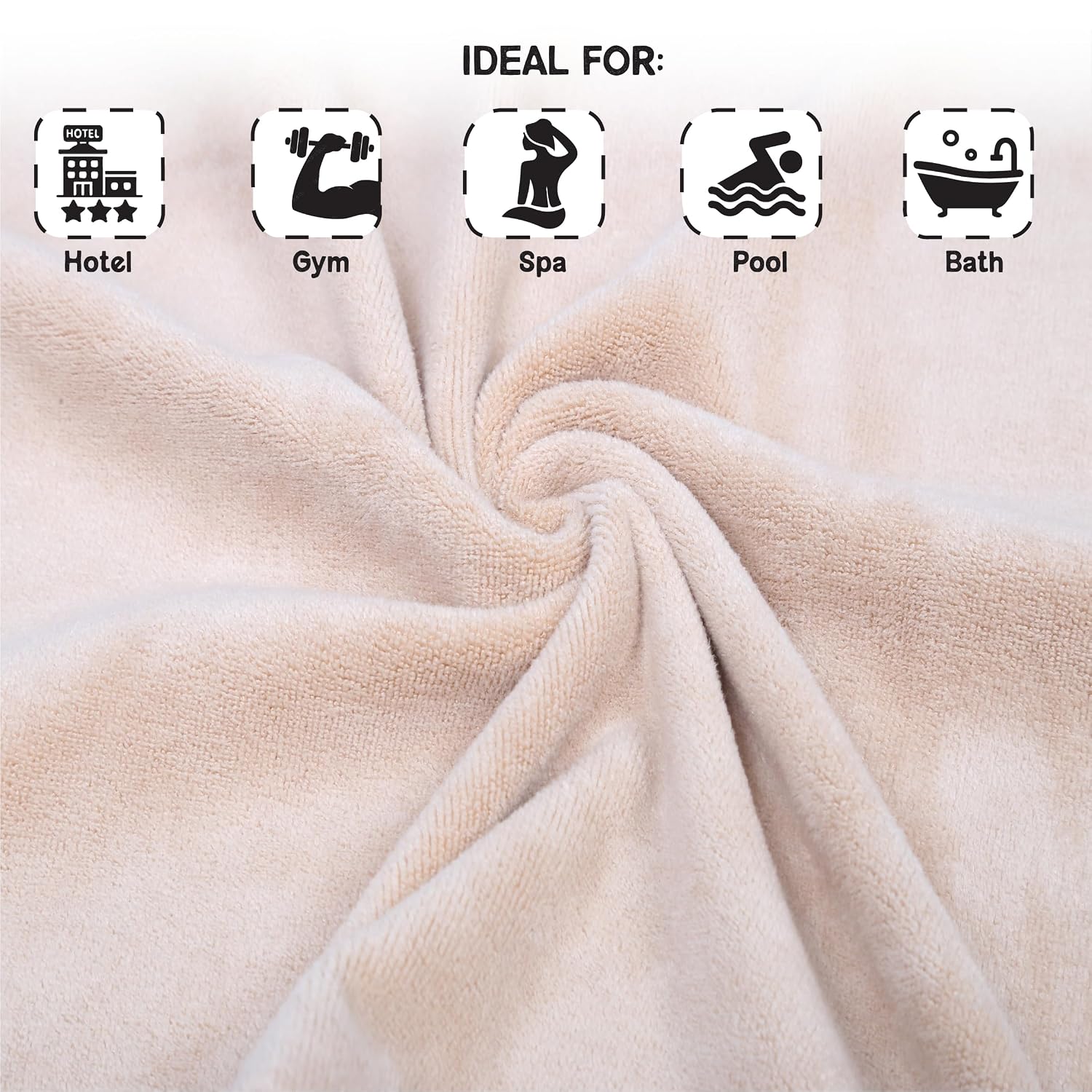 Housse Premium Microfiber Bath Towel 550 Gsm | Extra Large Quick Dry Towels For Women & Men | Super Soft Plush | Ultra Absorbent For Home Swimming Sports & Travel (Beige)