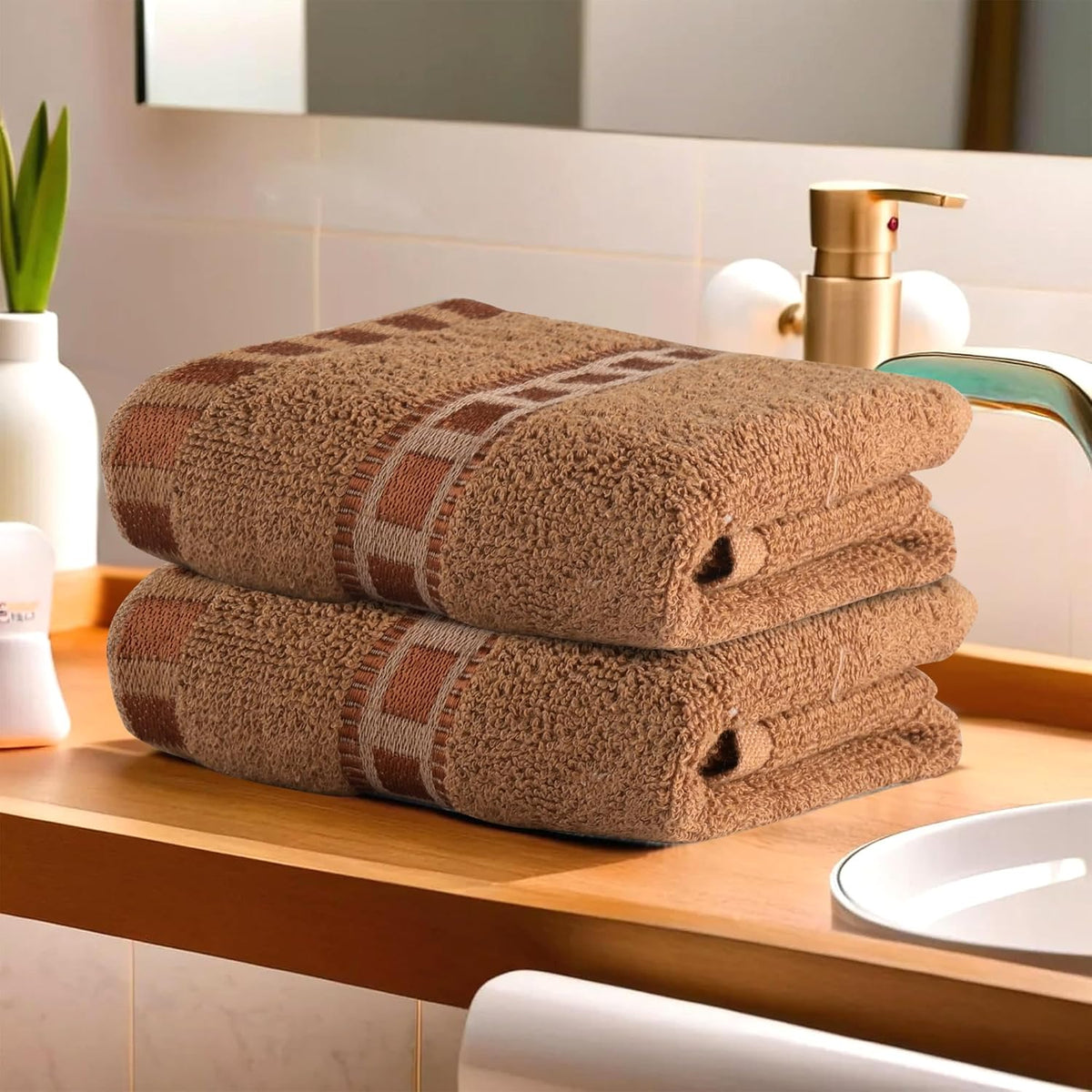 Kuber Industries Cotton Hand & Face Towels 200 Gsm | Easily Washable Workout Gym Napkins For Men | Pocket Towel - Golden (Pack Of 2)