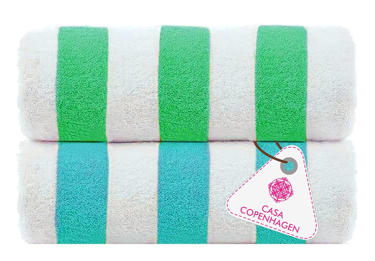Casa Copenhagen Cabana Beach Xl Bath Towels 1.5kg (Duskyteal- Green) - Pack Of 2