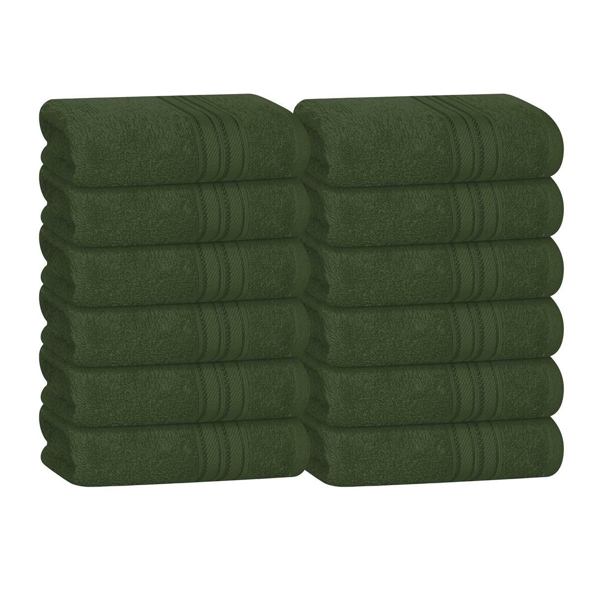 Boutiquo Ultra Soft 100% Cotton Washcloths 1800 Gsm | Contains Face Cloths Compact & Lightweight Multi Purpose Washcloths - Olive Green (12 Piece)