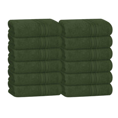 Boutiquo Ultra Soft 100% Cotton Washcloths 1800 Gsm | Contains Face Cloths Compact & Lightweight Multi Purpose Washcloths - Olive Green (12 Piece)