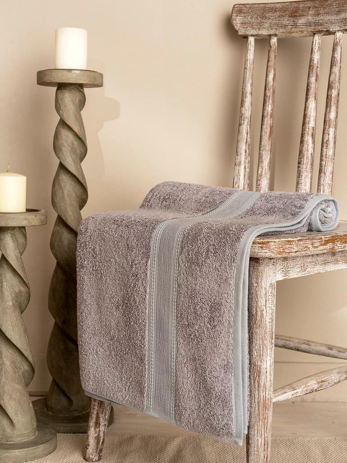 Ddecor Live Beautiful Ecofriendly Solid Cotton Bamboo Bath Towel 650 Gsm (Grey)