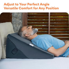 Wedge Pillow For Back Support, Velvet Dark Grey, Xl Size - 24 X 24 X 12 Inch | Adjustable Memory Foam Bed Wedge Pillow For Sleeping | Acid Reflux, Snoring, Pregnancy, Breathable