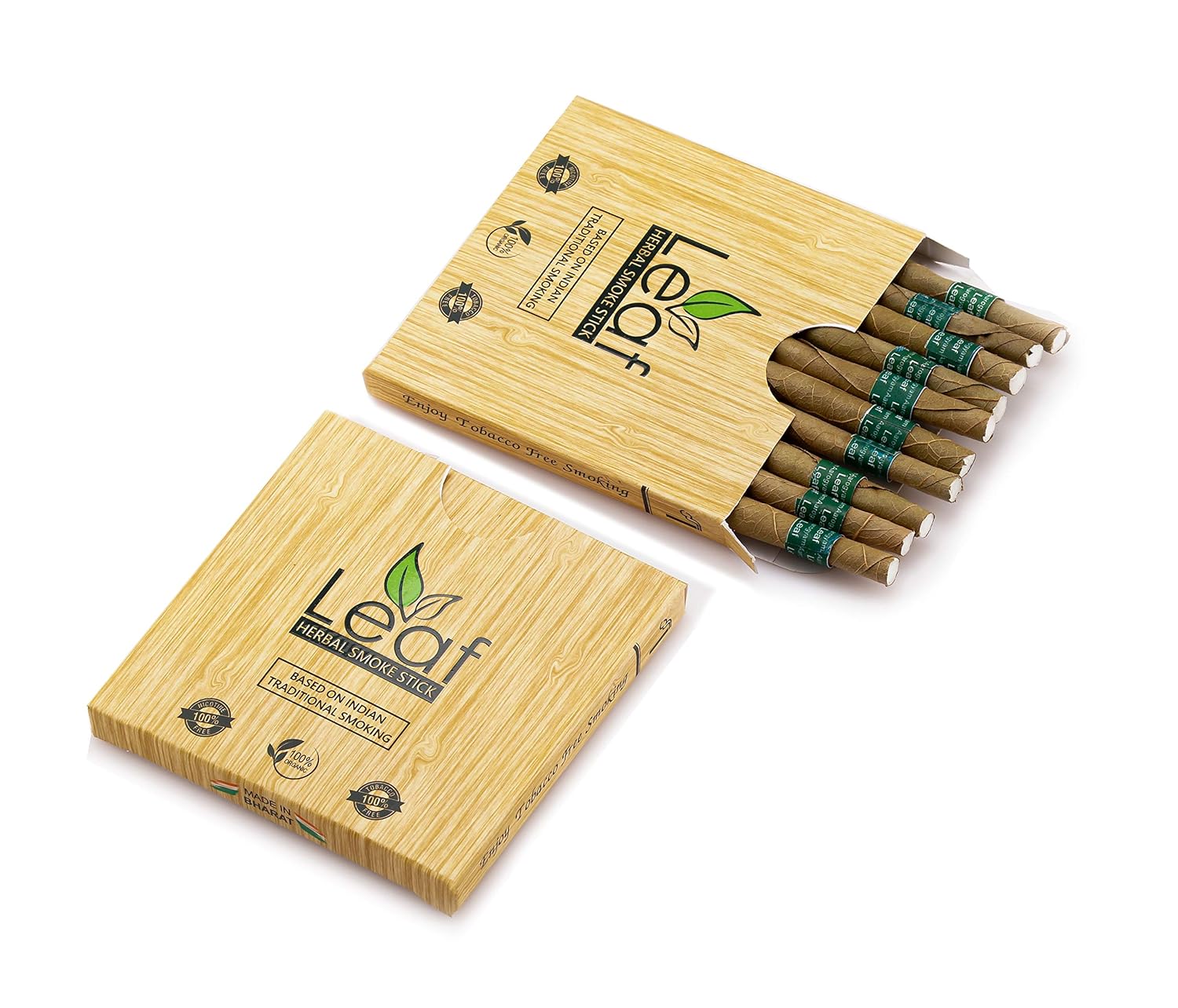 Aarogyam Herbals Leaf Cigarette Hand Rolled With Tendu Leaves, 100% Tobacco And Nicotine Free Smoke For Cough, Cold & Relieve Stress - Regular Flavour 2 Packets