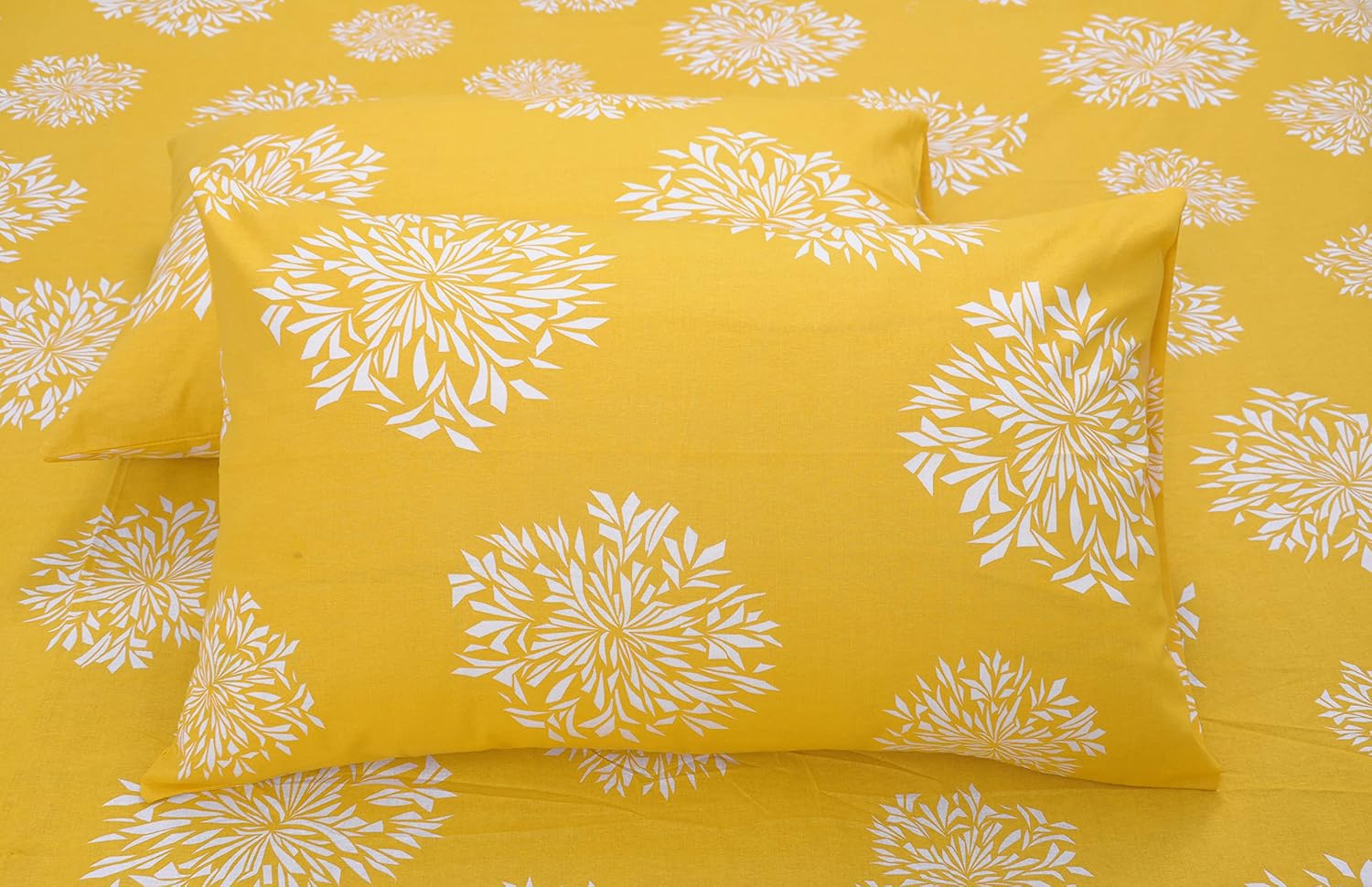 Flat Bedsheet For Double Bed With 2 Pillow Covers - 88 X 96 Inches, Yellow | Comfort Fabric Bedsheet Home, Hotel & Guest House