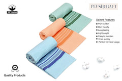 Plushcraft 100% Cotton Large Size Bath Towel 150 Gsm | Ultra Soft, Absorbent, Light Weight & Quick Dry Towel For Bath, Travel, Gym, Beach | Pink, Lavender, Peach (Set Of 3)
