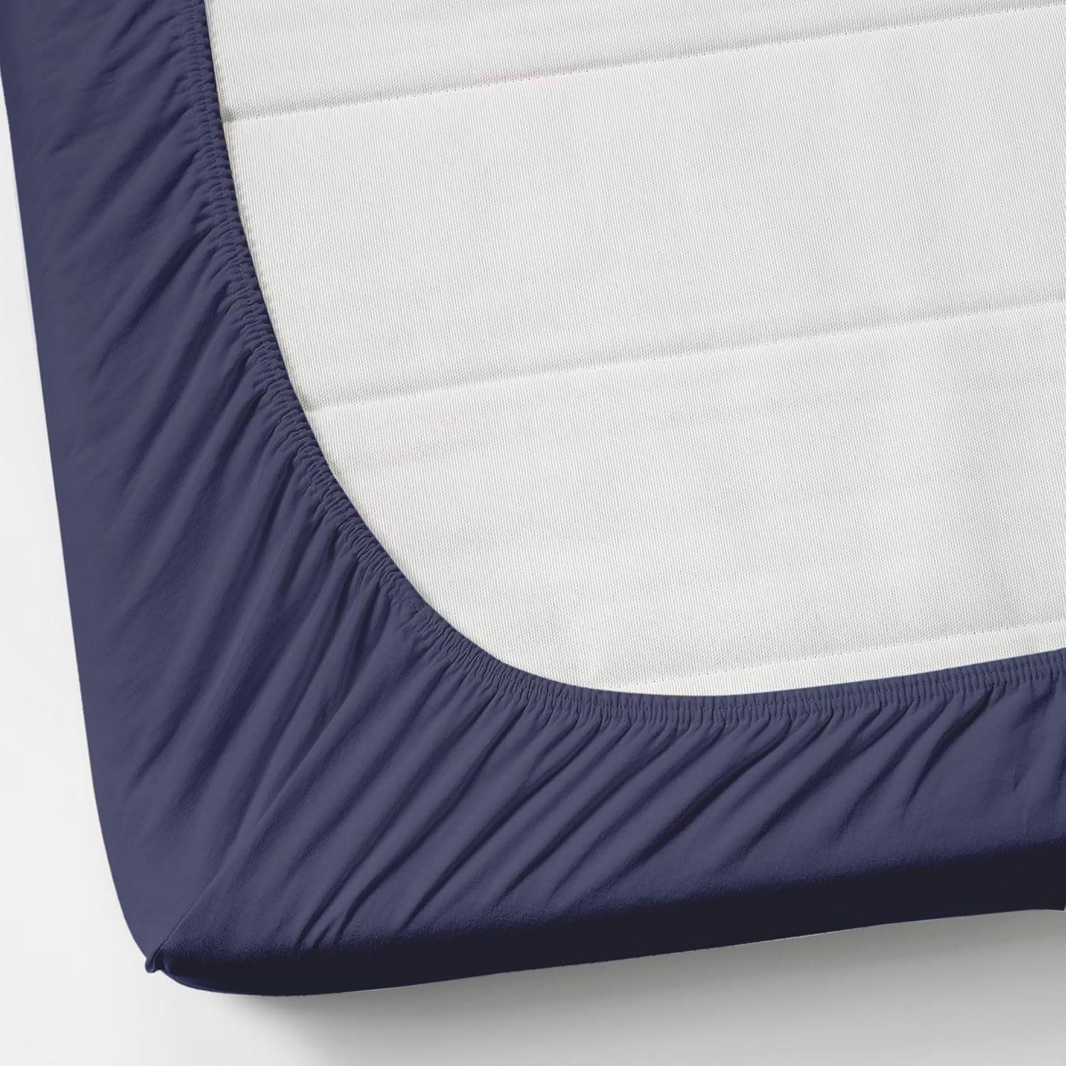 Plain Cotton King Size Elastic Fitted Bedsheet With 2 Pillow Covers - 72 X 78 X 8 Inches, Blue | Ideal For Home Bedrooms, Hotel Rooms, Guest Bedsheet