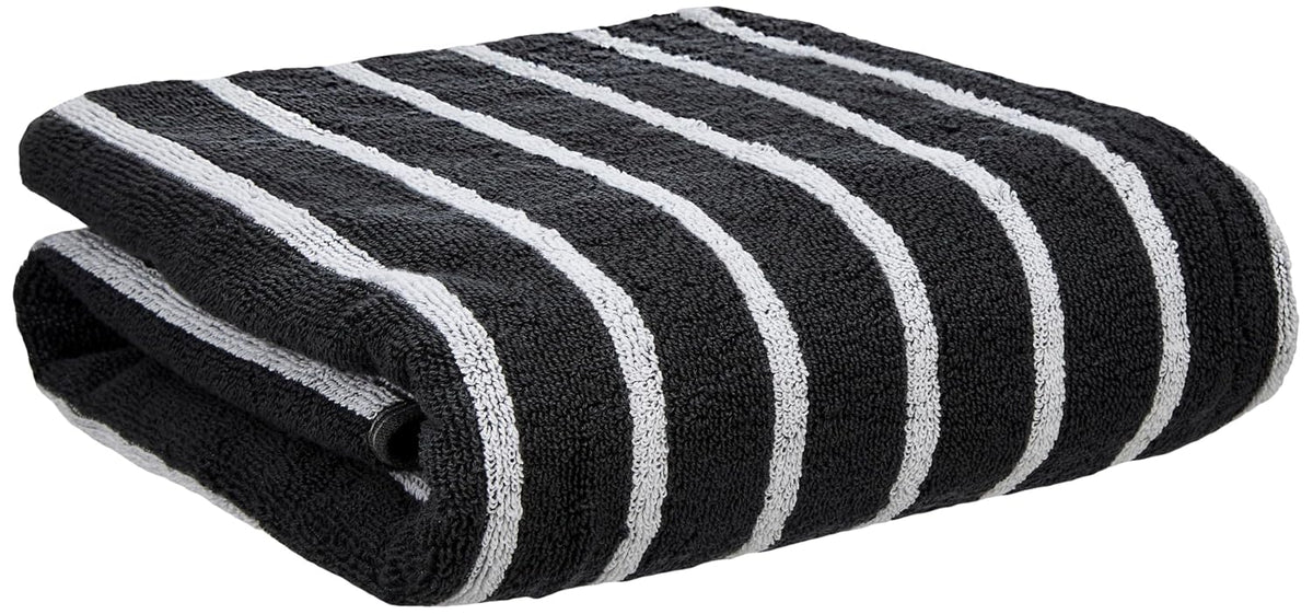 Home Centre Color Refresh Essence Cotton Striped Bath Towel 300 Gsm (Grey)