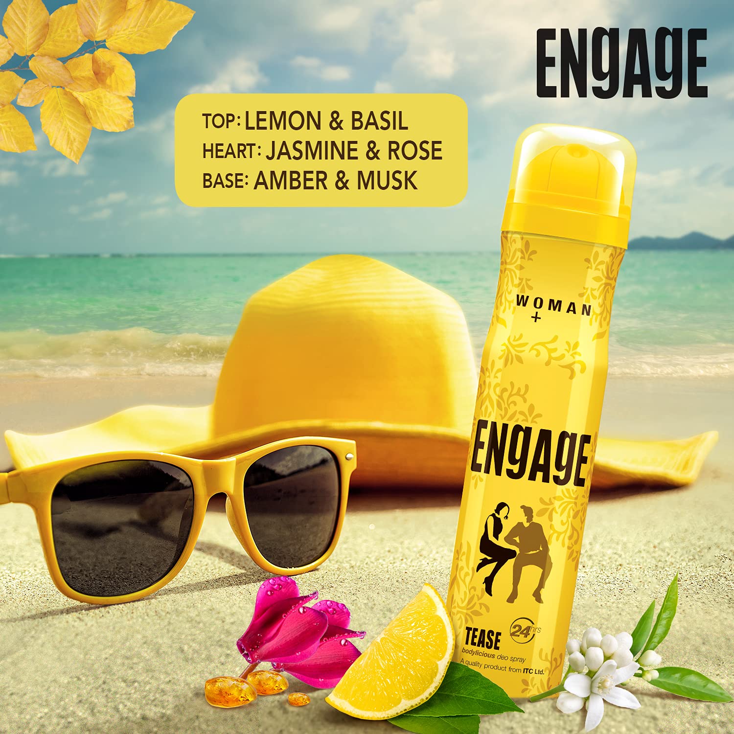 Engage Tease Deodorant For Women | Citrus & Floral , Skin Friendly Fragrance Body Spray 150ml 5 Fl.oz. | Perfect For All Occasions