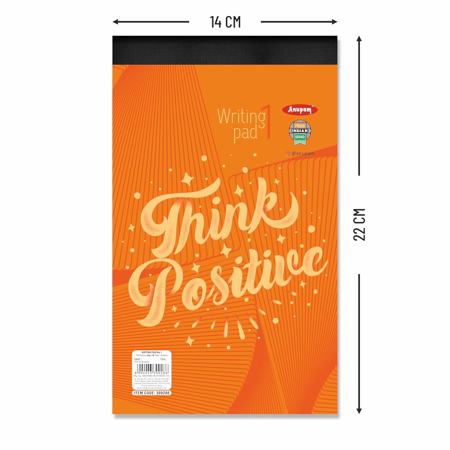 Writing Pad 14x22cm Lined Paper Wide Ruled 100 Sheets Notepads, For School, College, Pack Of 2
