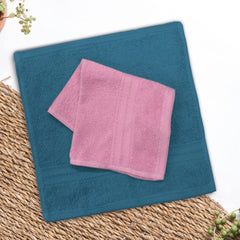 Sassoon Anatolia 12 Piece Cotton Face Towel 500 Gsm (Teal & Pink)