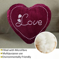 Heart Shape Pillow, Soft Cushion Pillow For Car & Room Decoration, Love Print - Cherry Red - 12 Inches | Decorative Plushie Cushions For Sofa & Bed | Head Rest, Multipurpose Use - Set Of 10