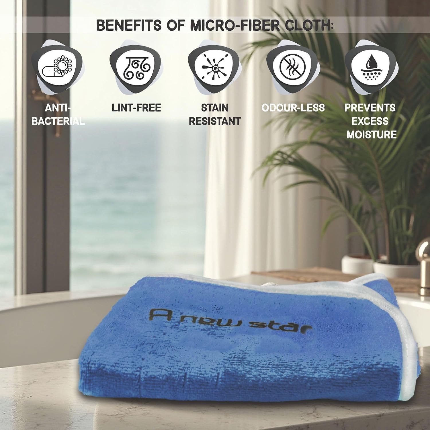 Housse Premium Soft Microfiber Embroidery Bath Towel 350 Gsm | Soft Absorbent Quick-Drying Sweat Towel (Dark Blue)