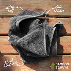 Heelium Bamboo Bath Towel 600 Gsm | Ultra Absorbent | 3x Softer Than Cotton Towels Pack Of 2 - Grey, Teal