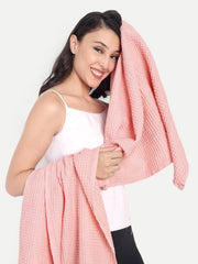 Hamelin The Ezra Waffle Weave Bath Towel 280 Gsm | Pure Cotton Lightweight & Water Absorbent Softer Touch, Quick Dry Towels For Women | Ideal For Travel (Soft Pink)