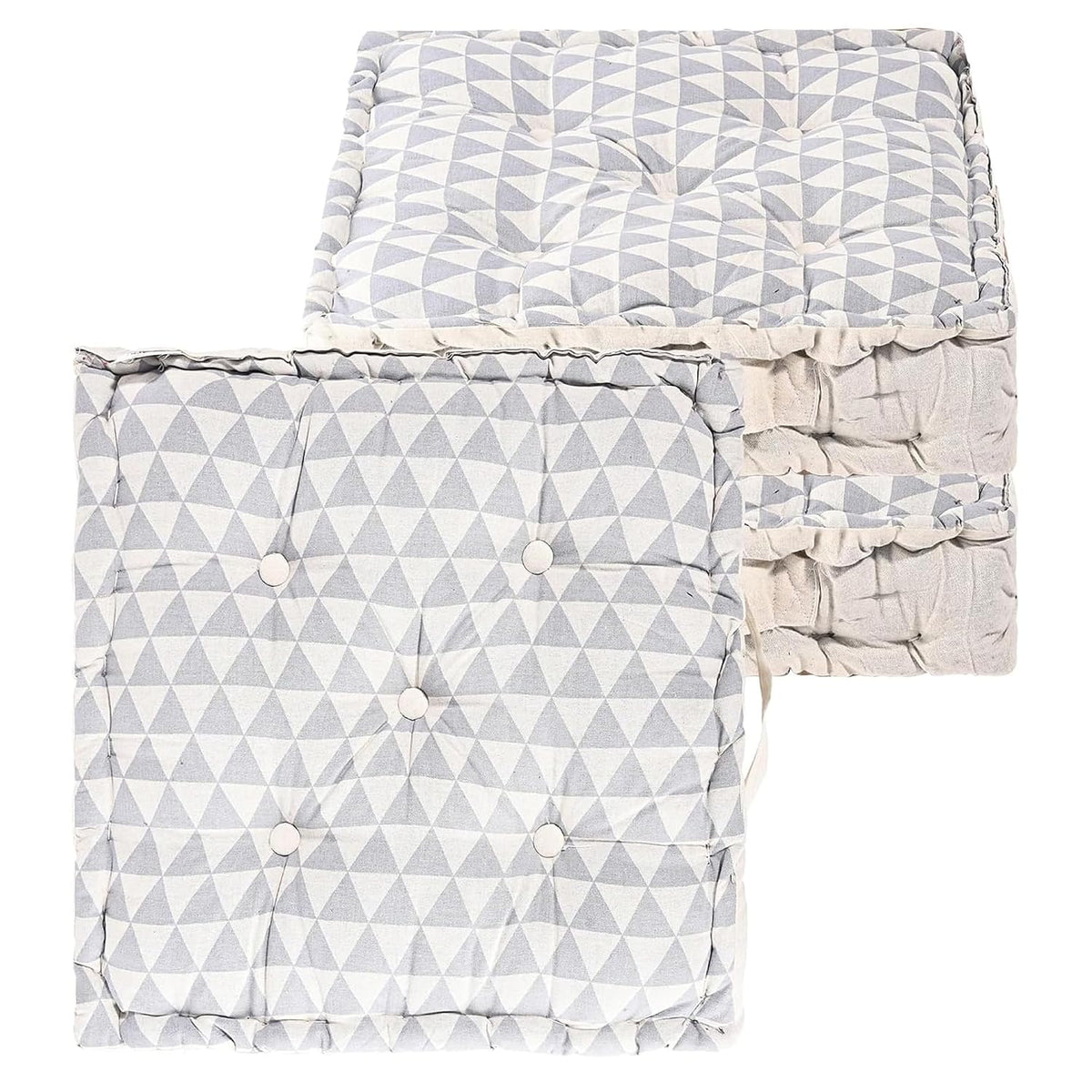 Cotton Chair Cushions Pillow For Sitting, Back Rest, Triangular Print - Grey | Chair Pad For Office Work & Posture Support | Furniture Cushion, Lightweight & Long Lasting - Pack Of 3