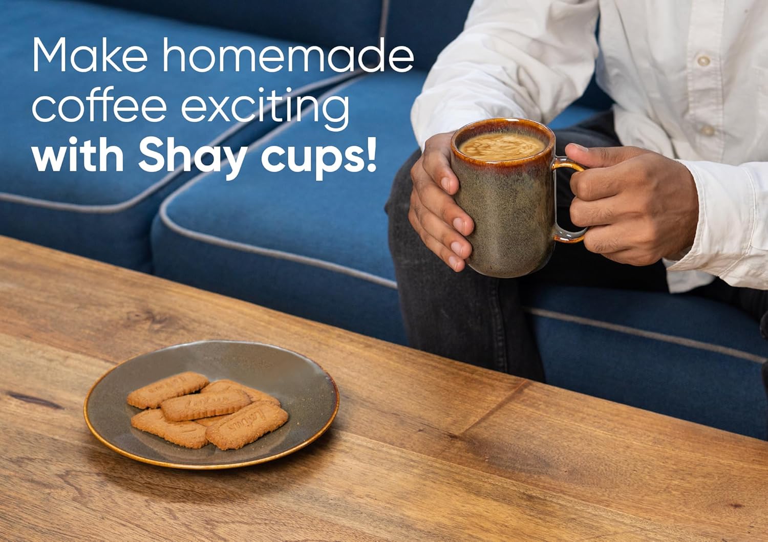 Large Ceramic Coffee Mug Set Of 2 - Brown Reactive, 400ml Each | Ceramic Tall Curvy Mug With Glossy Finish - Stoneware Mug For Coffee | Ceramic Coffee Mug - Microwave Safe & Dishwasher Safe
