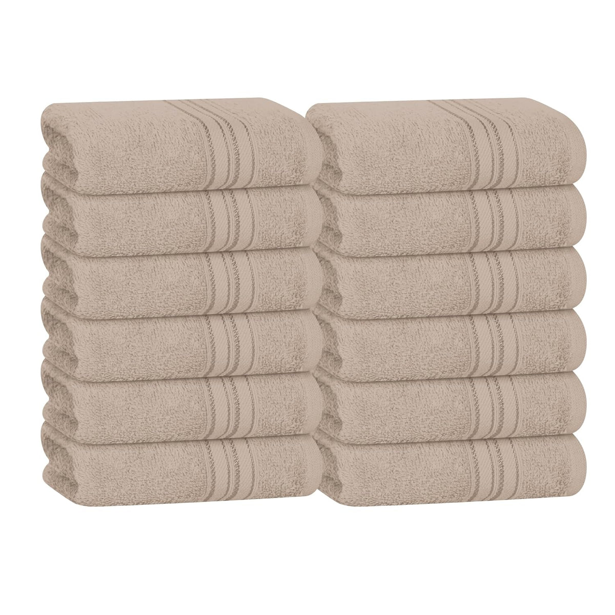 Boutiquo Ultra Soft 100% Cotton Washcloths 1800 Gsm | Contains Face Cloths Compact & Lightweight Multi Purpose Washcloths - Tan (12 Piece)