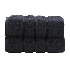 Spread Spain 100% Cotton Hand Towel 600 Gsm | Soft, Fluffy, Super Absorbent & Quick Dry Towels For Pool, Spa & Gym (Black) -Set Of 2