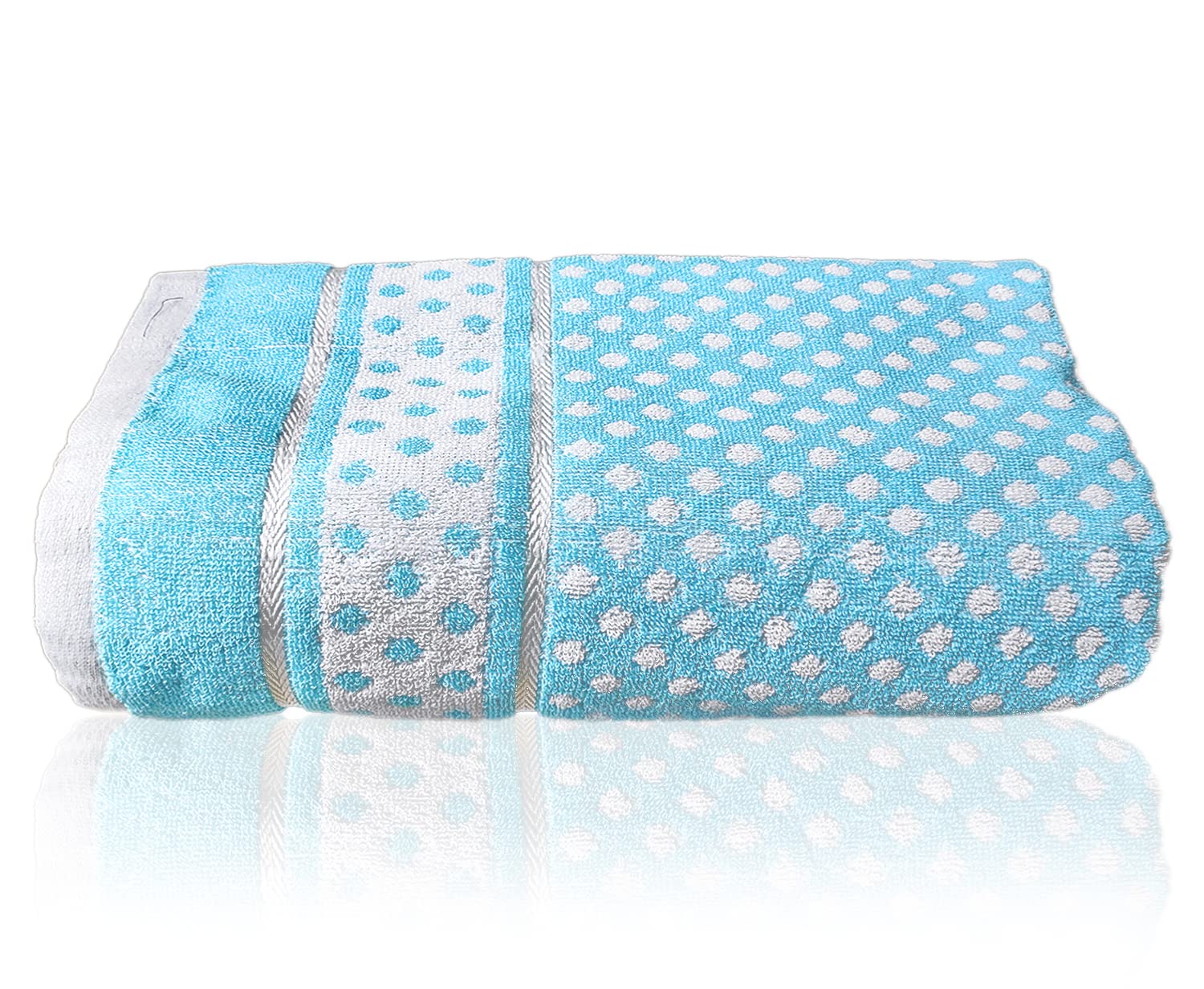 Kuber Industries Cotton Bath Towels 490 Gsm Large Size | Multiuses Dot Printed Soft Cotton Bath Towel (Sky Blue)- Pack Of 2