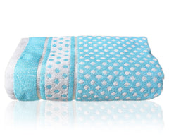 Kuber Industries Cotton Bath Towels 490 Gsm Large Size | Multiuses Dot Printed Soft Cotton Bath Towel (Sky Blue)- Pack Of 2