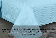 Luxurious Bedsheet For Double Bed With 2 Pillow Cover + 2 Cushion Cover - 90 X 100 Inches, Sky Blue | All Weather 5 Pcs Glace Cotton Ultrasonic TC - 280