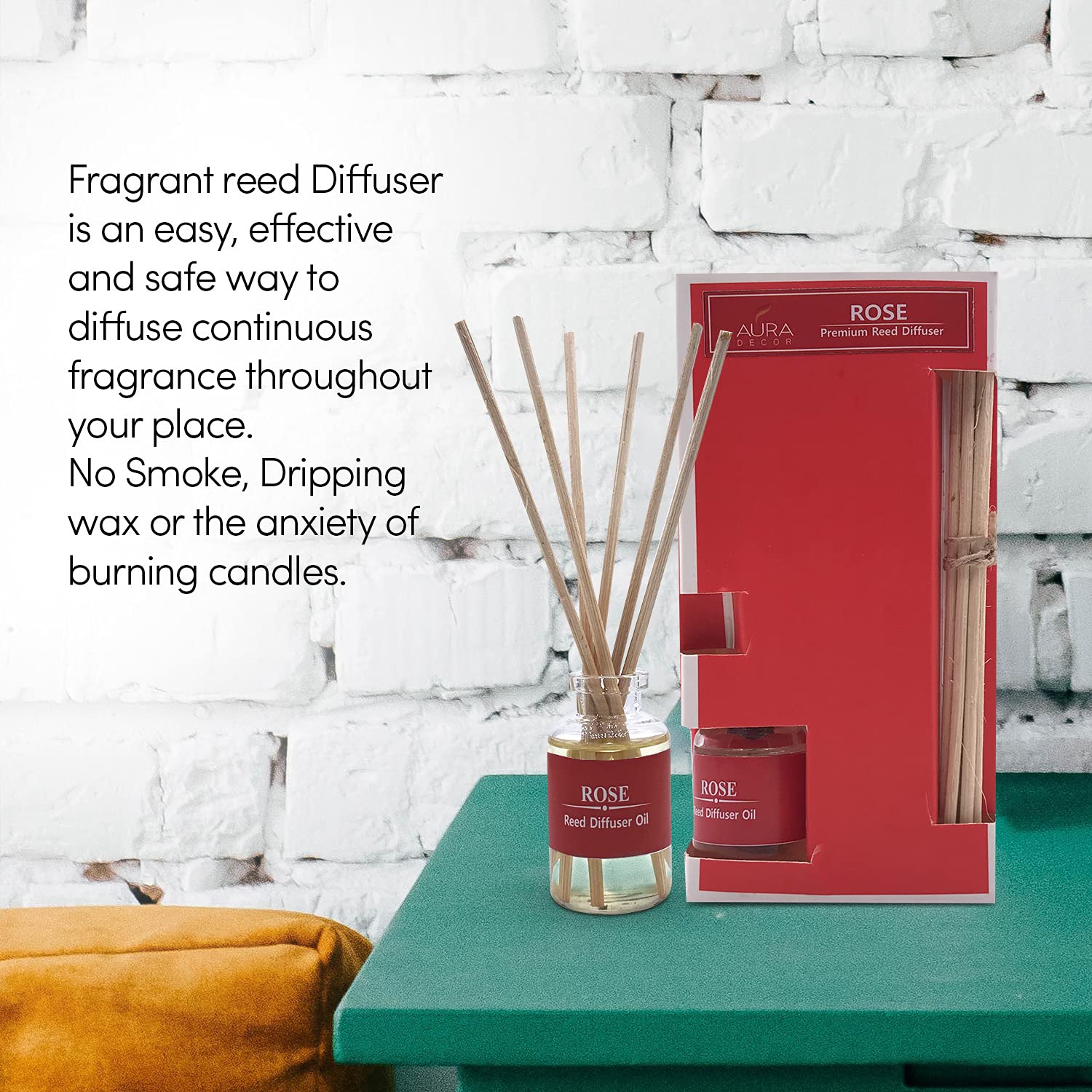 ROSE FRAGRANCE REED DIFFUSER OIL WITH REED DIFFUSER STICK FOR HOME DIFFUSER OIL