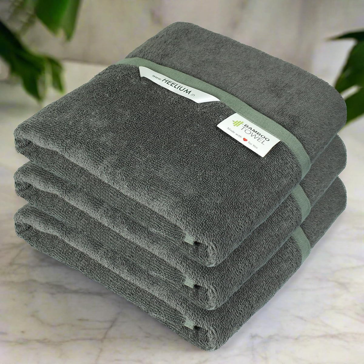 Heelium Bamboo Bath Towel 3x Softer & Quick Drying 400 Gsm (Grey)